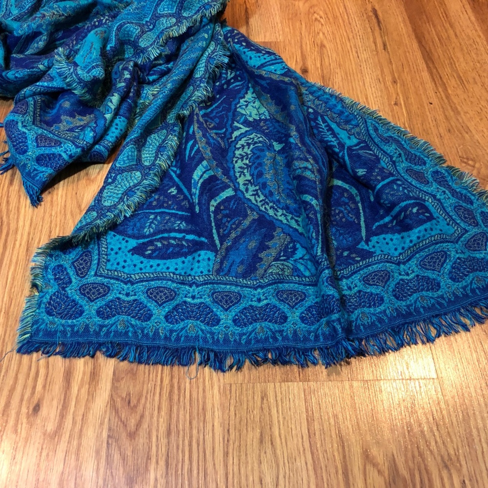Blue Patterned Scarf - Picture 3 of 6